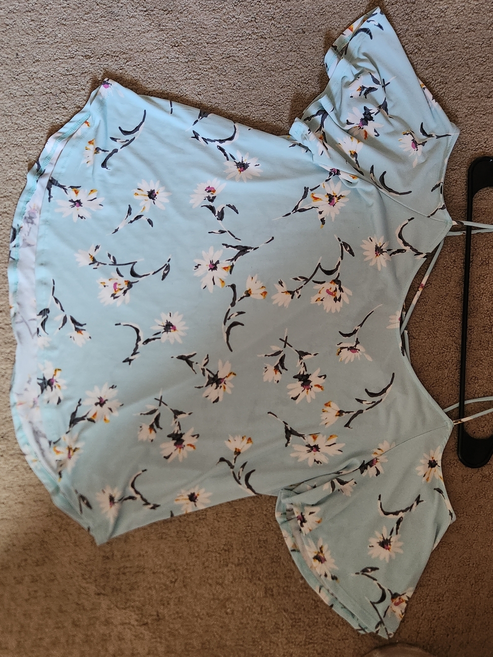 Kaileigh Light Blue Floral Cold-Shoulder Top